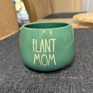 Rae Dunn Teal 'Plant Mom' Ceramic Planter